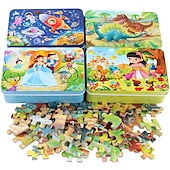 tanie Układanie puzzli-drewniane puzzle puzzle dla dzieci 60 sztuk żelaznego pudełka puzzle dla przedszkola wczesna edukacja drewniane zabawki
