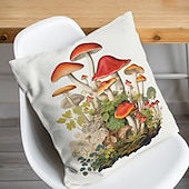 cheap Floral &amp; Plants Style-1PC Mushroom Double Double Side Pillow Cover Soft Decorative Square Cushion Case Pillowcase for Bedroom Livingroom Sofa Couch Chair