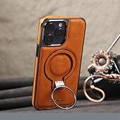 cheap iPhone Cases-Phone Case For iPhone 16 15 14 Pro Max Plus 13 12 Pro Max Back Cover Magnetic Adsorption with Stand Holder Magnetic Full Body Protective Retro TPU PU Leather