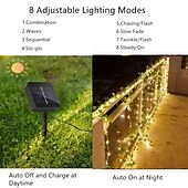 abordables Lumières de cordes solaires-Guirlande lumineuse solaire à LED de 2 m pour réception de mariage élégante – 8 modes, blanc chaud, étanche IP65, feuilles de lierre suspendues pour cour, décoration murale