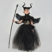 preiswerte Kostüme für Mädchen-Halloween Hexe Maleficent Walpurgisnacht Kleid Cosplay Kostüm Tutu Kinder Mädchen Cosplay Halloween Leistung Party Halloween Halloween Karneval Maskerade Einfaches Karnevalskostüm