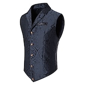 abordables Gilet pour homme-Homme Gilet Extérieur Usage quotidien Vacances Sortie Mode basique Automne hiver Bouton Polyester Chaud Plein Boutonnage Simple Revers Standard Noir Blanche Rouge Bleu Gilet