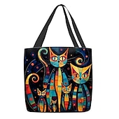 economico Borsette e borse tote-borsa tote da donna con stampa di gatti colorati, design artistico con grande capacità, perfetta per l&#039;uso quotidiano o per lo shopping