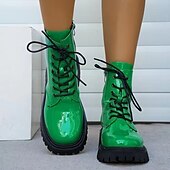levne Bojové boty-Dámské Boty Boty na platformě Obuv military styl Boty se šněrováním Párty Denní Pevná barva Kotníkové boty Booties Zima Platforma Blokovat patu Oblá špička prázdniny Na běžné nošení Pohodlné Uměl