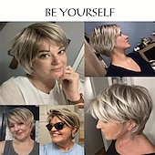 levne starší paruka-Syntetické paruky Volný Střih Pixie Paruka Krátký Zlatavá Ombre Blonde Umělé vlasy Dámské Módní design Přírodní Snadné přenášení Blonďatá