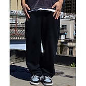 cheap Straight Leg-Men's Sweatpants Joggers Trousers Straight Leg Sweatpants Pocket Drawstring Elastic Waist Plain Comfort Breathable Outdoor Daily Going out Fashion Casual Black Navy Blue