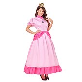  Cosplay-kostym prinsessan Peach Super Bros Cosplay Vuxna Dam Karnival Maskerad Mardi Gras Karnival Halloween Prestanda Klä ut