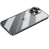 お買い得  iPhone用ケース-iPhone 16、iPhone 15、14 Pro Max Plus バックカバー バンパーフレーム スリムケース 着脱式ミラー 透明レトロアクリル金属