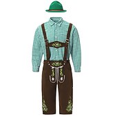 cheap Men-Oktoberfest Lederhosen Shirt Bavarian Bavarian German Wiesn Men's Traditional Style Cloth Blouse Shorts Hat