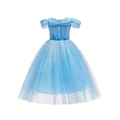 economico Costumi per bambine-Regina delle nevi Gelido Principessa Elsa Abito da damigella Costume per festa a tema Abiti in tulle Cosplay for Ragazze Bambini Natale Carnevale Mascherata Matrimonio Ospite di nozze