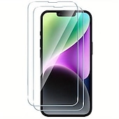 Недорогие Защитные плёнки для экрана iPhone-2 штs Защитная пленка Назначение Apple айфон 16 Айфон 15 Про Макс Плюс iPhone 15 Pro Max 14 Plus 13 12 11 Pro Max Закаленное стекло Уровень защиты 9H Анти-пузыри Против отпечатков пальцев HD