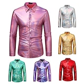 preiswerte Oberteile-Disko 1980er Glänzend Metallisch Bluse / Hemd Maskerade Disco Herren Karnevalskostüm Maskerade Party / Abend Junggesellinnenabschiedsparty Pride Parade Erwachsene Hemd