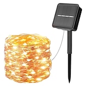 preiswerte Solarschulenleuchten-5m 10m 20m Lichterketten 50/100/200/300 LEDs EL Warmweiß Kühles Weiß Mehrfarbig Kupferdraht-Leuchten Halloween Hochzeit Weihnachtsdekoration 5 V