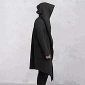baratos Trench coat masculino-Homens Casaco impermeável Capa com Capuz Ao ar livre Roupa Diária Outono &amp; inverno Poliéster agasalhos Roupa Moda Roupa de rua Tecido Bolsos Com Capuz