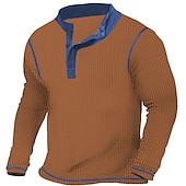 olcso Alkalmi Henley póló-Férfi Póló Gofri Henley ing Henley ing Tee Top Hosszú ujjú ing Kollázs Henley Utca Vakáció Hosszú ujj Kollázs Ruházat Divat Dizájn Alap