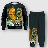 billiga Pojkens 3D-djur-Pojkar 3D Djur Dinosaurie Sweatshirt &amp; Sweatpants Set Långärmad 3d-utskrivning Höst Vinter Aktiv Mode Häftig Barn 3-12 år Utomhus Semester Gata Normal