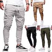 abordables Pantalones cargo-Hombre Pantalones cargo Persona que practica jogging Pantalones Retazos Bolsillo con cremallera Color sólido Comodidad Transpirable Casual Diario Ropa de calle Deportes Moda Negro Blanco Microelástico