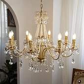 abordables Lustres style bougie-lustre led plafonnier en cristal 6/8 tête k9 cristal conception unique lumières encastrées en acier inoxydable led style nordique lustres de style bougie 110-120v 220-240v