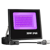 billige Gatebelysning-LED Svart Lys 1-2 Pakke med 30W 60W 120W UV Flomlys 395nm-405nm IP66 Vanntett Høy-effekt Svart Lys Plugg med Bryter (59in) Fester Scener UV Harpiks Herding Maleri Halloween