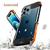 cheap iPhone Cases-Wood Metal Bumper Frame Case for iPhone 15 Pro Max 14 Plus 13 12 11 Pro Max X XR XS – 4-Corner Shockproof Protection, Solid Color Aluminum Alloy Edge Cover