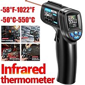 abordables Equipamiento de mediciones, inspecciones y pruebas-1 unidad -50c-550c (-58f-1022f) termómetro infrarrojo digital sin contacto medidor de temperatura de pistola piromete de pantalla lcd (sin batería)