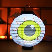 cheap Halloween Indoor-Halloween Paper Lantern Pumpkin Bat Spider Skeleton Castle LED Lantern Light for Indoor Outdoor Halloween Party Decor