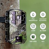 cheap Outdoor IP Network Cameras-Hunting Camera 4K/1080P 2-inch Display 118.11inch Pixels Outdoor Camera IP66 Waterproof Night Vision Camera Include 32G SD Card Supports Wifi Connection To Mobile Phone (Battery Not Included)