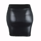 tanie Zwykłe spódnice-Damskie Spódnica Bodycon Elegancja Moda Codzienny Nad kolano Wysoka talia Spódnice Solidne kolory Urlop Ulica Wino Czarny Granatowy Kawowy Wiosna i lato Sztuczna skóra