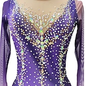 economico Abiti da Pattinaggio Artistico-Vestito da pattinaggio artistico Per donna Da ragazza Pattinaggio sul ghiaccio Vestiti Viola Foro per pollice tintura sfumata Elevata elasticità Professionale Competizione Vestiti da pattinaggio sul