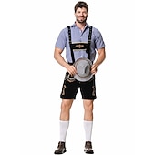preiswerte Männer-Oktoberfest Lederhosen Hemd Bayerisch Bayerisch Deutsch Wiesn Herren Stoff im traditionellen Stil Bluse Shorts Hut