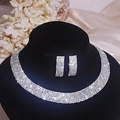 cheap Jewelry Sets-Bridal Jewelry Sets 1 set Rhinestone 1 Necklace Earrings Women&#039;s Fashion Personalized Simple Classic Precious Geometric Jewelry Set For Wedding Anniversary Wedding Guest