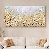 olcso Virág-/növénymintás festmények-kézzel festett arany virágzó virág olajfestmény vászonra kézzel készített virágos akrilfestmény egyedi textúra fafestmény fali művészet absztrakt művészet lakberendezés dekor hengerelt vászon