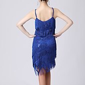 preiswerte Übungsbekleidung-Latein-Tanz Kleid Pure Farbe Farbaufsatz Pailetten Damen Leistung Ausbildung Ärmellos Hoch Polyester