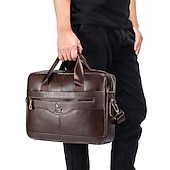 economico Borselli da uomo-valigetta in pelle marrone premium: elegante borsa per laptop da lavoro con tasche multiple, resistente per uso professionale e viaggi