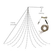abordables Alimentado por USB-luces de hadas del árbol de la cascada 180 leds luz de la cascada del árbol de navidad 9 gotas 78,74 pulgadas luz de guirnalda al aire libre enchufe usb 8 modos cortina de ventana luz de carámbano