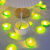 abordables Guirlandes lumineuses à piles-Guirlande lumineuse élégante de 3 mètres avec 20 tranches de citron pour réception de mariage, décoration de jardin, cour de mariage, intérieur et extérieur