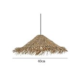 cheap Lantern Design-LED Pendant Lamp Rattan Pendant Light 30/40m Retro Suspension Lamp Woven Hanging Lamp Wicker Lampshade Hanging Light Fixture for Dining Table Restaurant 110-240V