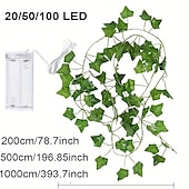 abordables Guirlandes lumineuses à piles-Guirlande lumineuse élégante en fil de cuivre avec lierre pour réception de mariage – 2 m à 10 m, 20 à 100 LED, alimentée par batterie, pour la décoration de la maison et du jardin