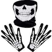 abordables Masques-Crâne de squelette Halloween Gants Masque Accessoires Halloween Horreur Déguisement effrayant Halloween Enfant Adulte Homme Femmes Unisexe Halloween Mardi Gras Déguisements d&#039;Halloween faciles Se