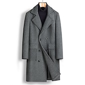 billiga Trenchcoat för män-Herr Vinterkappa Rock Peacoat Utomhus Dagliga kläder Höst vinter Polyester Håller värmen Vattentät Ytterkläder Kläder Mode Streetwear Slät Kavajslag Dubbelknäppt