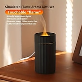 billiga luftfuktare-1 st flame air diffusor luftfuktare 100ml bärbar och ljudlös aromdiffusor för kontor eller yoga eterisk oljediffusor med automatiskt avstängningsskydd utan vatten varmt ljus/sju-färgsljusomkopplare