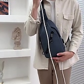 baratos Bolsas, estojos e luvas para laptop-Bolsa de peito transversal anti-furto - Impermeável resistente a arranhões mochila leve com porta de carregamento USB presente ideal para homens