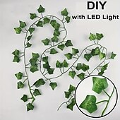 abordables Guirlandes lumineuses à piles-Guirlande lumineuse élégante en fil de cuivre avec lierre pour réception de mariage – 2 m à 10 m, 20 à 100 LED, alimentée par batterie, pour la décoration de la maison et du jardin