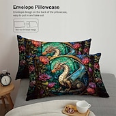 voordelige Dekbedovertreksets-2pcs/3pcs retro retro abstract vuurdraakpatroon bedset dekbedovertrek lichtgewicht en zacht geschikt voor volwassenen en kinderen groot bed klein bedset