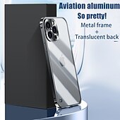 お買い得  iPhone用ケース-iPhone 16、iPhone 15、14 Pro Max Plus バックカバー バンパーフレーム スリムケース 着脱式ミラー 透明レトロアクリル金属