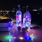 economico Striscie luci a batteria-elegante festa di ricevimento di nozze 1/2/6/10 pezzi luci a stringa per bottiglie di vino 2 m 20 led con tappo in sughero bianco caldo bianco multicolore rosso blu impermeabile decorazione natalizia