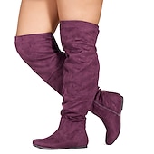 olcso Női csizmák-Női Csizmák Fordított bőr cipő Slouchy Boots Extra méret Szabadtéri Napi Tömör szín Térd fölé érő csizmák Középborjú csizma Tél Cipzár Lapos Kerek orrú Alkalmi Kényelmes minimalizmus Fordított bőr