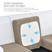 abordables Housse de fauteuil et d&#039;accoudoir de canapé-canapé extensible housse de coussin housse élastique canapé fauteuil causeuse 4 ou 3 places gris uni solide doux durable lavable