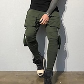 economico Pantaloni cargo-Per uomo Pantaloni cargo Abbigliamento tecnico Tasche Liscio Comfort Traspirante Esterno Giornaliero Per uscire Di tendenza Informale Nero Rosso