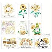 halpa Alennus $30:een-9kpl auringonkukkia maalaussabloit uudelleenkäytettävät stensiilit seinäkaavaimet tee itse askartelu stensiilit (kukkateema)